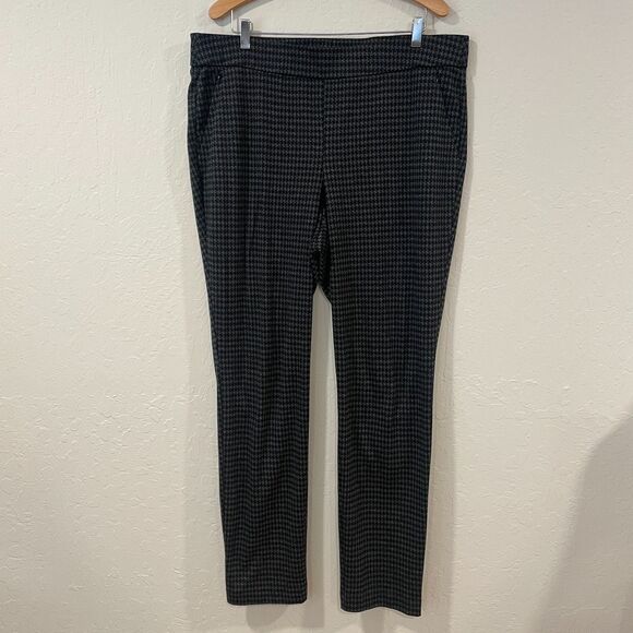~~ Lane Bryant 18-20 Long Houndstooth Pants Slacks Gray Black Stretch Elastic* - Picture 6 of 12